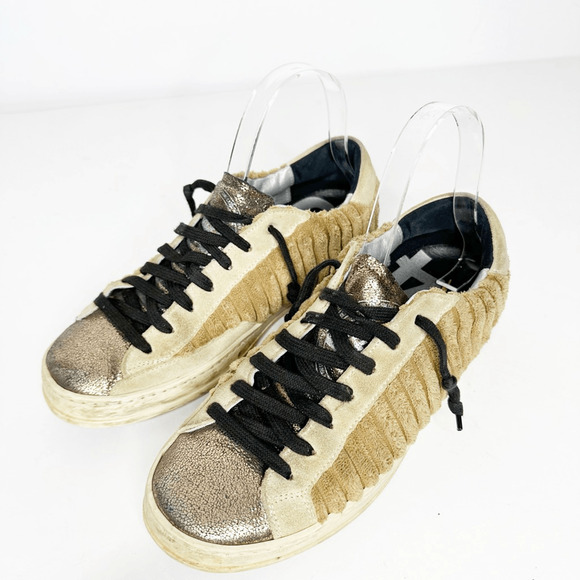 P448 John Pride Sneaker W Rib Tan Lace up low top LE Womens 38 US 7.5 8 - Picture 2 of 11